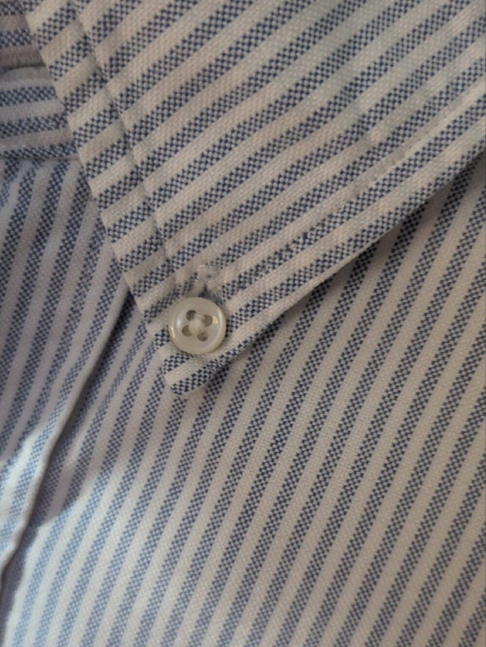 Ralph Lauren Blue & White Narrow Stripe Button-Down Shirt, Size Large - Picture 3 of 14
